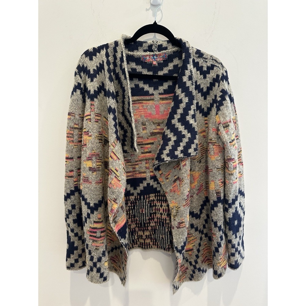 Selfie Couture By trendology Womens Aztec Tri el Geometric Cardigan Open Front M